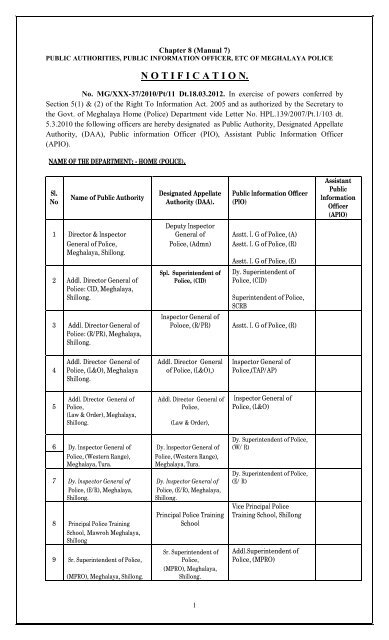 7 - Govt. of Meghalaya, Home (Police) Department