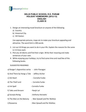 holiday homework for class 8 dps