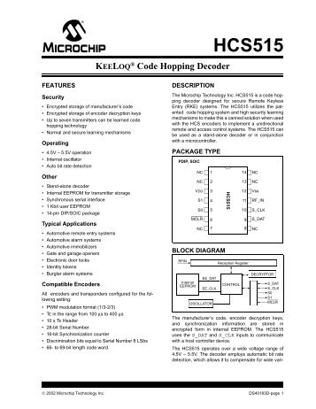 HCS515 KEELOQ Code Hopping Decoder - Elektronika CL