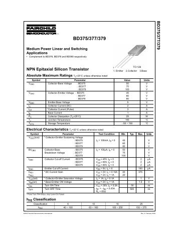 BD375/377/379 NPN Epitaxial Silicon Transistor