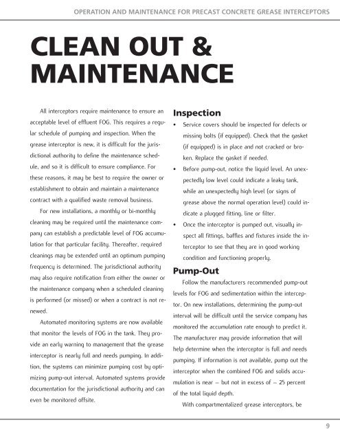 Grease Interceptor O & M Manual (PDF) - National Precast Concrete ...