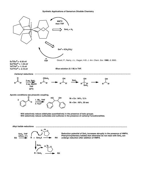 Synthetic Applications of Samarium Diiodide The Stoltz Group