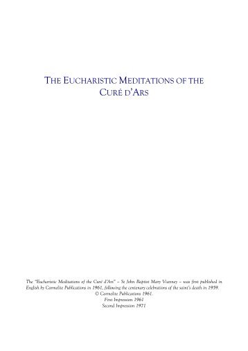 THE EUCHARISTIC MEDITATIONS OF THE CURÃ D'ARS - the Irish ...