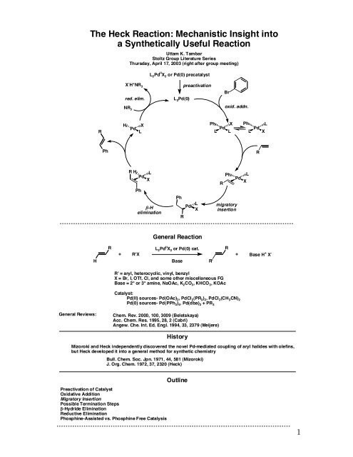 The Heck Reaction: Mechanistic Insight into a ... - The Stoltz Group