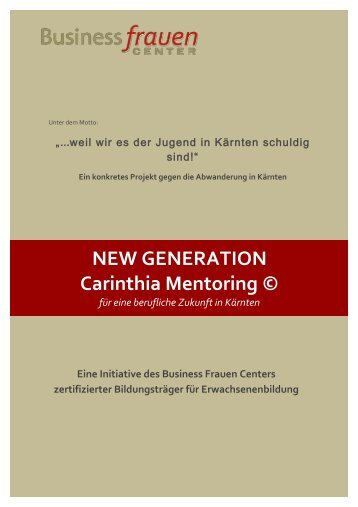 Folder - NEW GENERATION Carinthia Mentoring © 2015-16