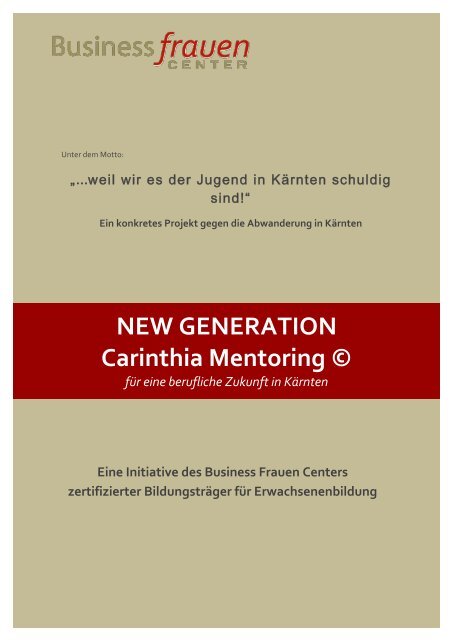 Folder - NEW GENERATION Carinthia Mentoring © 2015-16