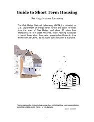 Guide to Short-Term Housing - Oak Ridge National Laboratory