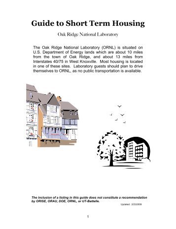 Guide to Short-Term Housing - Oak Ridge National Laboratory