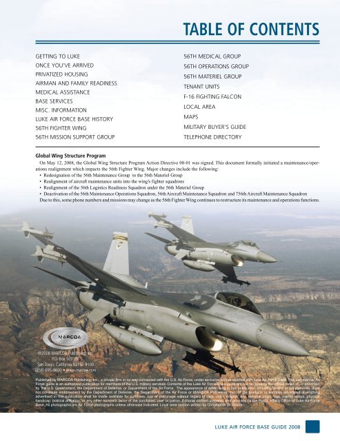TABLE OF CONTENTS - Luke Air Force Base