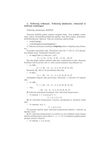 1. VektoriuË veiksmai. VektoriuË skaliarinËe, vektorin ... - techmat.vgtu.lt