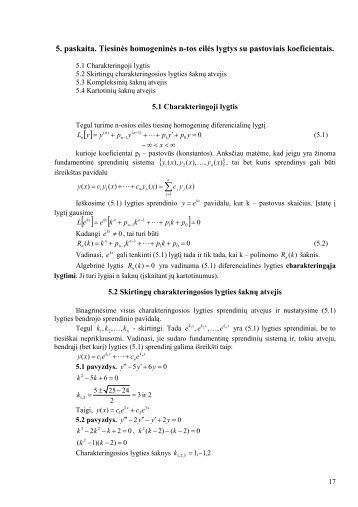 5. paskaita. TiesinÄs homogeninÄs n-tos eilÄs lygtys ... - techmat.vgtu.lt