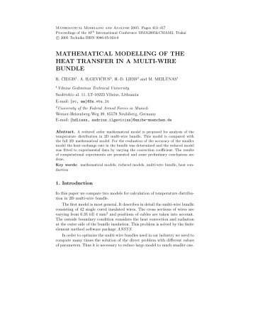 mathematical modelling of the heat transfer in a ... - techmat.vgtu.lt