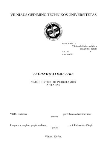 Technomatematika - Vilniaus Gedimino technikos universitetas