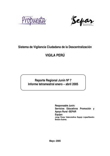 RegiÃ³n JunÃ­n: Reporte NÂº 07 - Grupo Propuesta Ciudadana