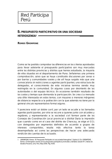 El Presupuesto Participativo en - Grupo Propuesta Ciudadana