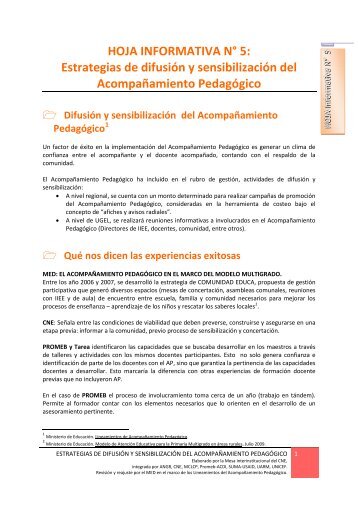 Estrategias de difusiÃ³n y sensibilizaciÃ³n del AcompaÃ±amiento ...