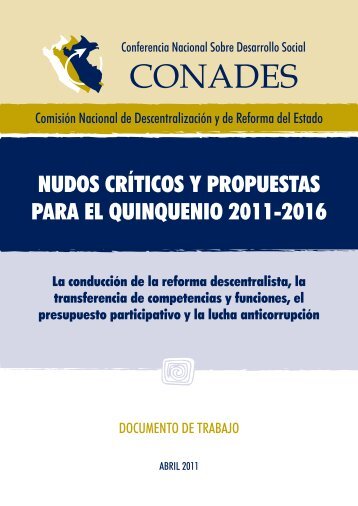 Nudos crÃ­ticos y propuestas para el quinquenio 2011 - Grupo ...