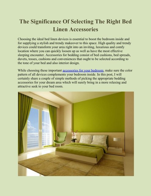 The Significance Of Selecting The Right Bed Linen Accessories