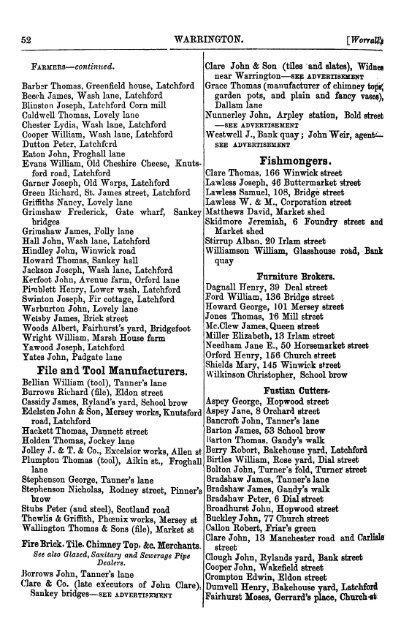 classification of trades, professions, &c. - Cheshire County Council ...