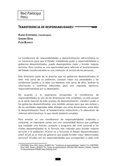 Proceso de DescentralizaciÃ³n 2005-Abril 2006. Balance y DesafÃ­os ...