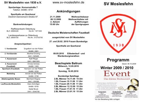 gibt es ab sofort das neue und aktuelle ... - SV Moslesfehn