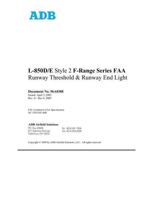 L 850d E Style 2 F Range Series Faa Runway Threshold