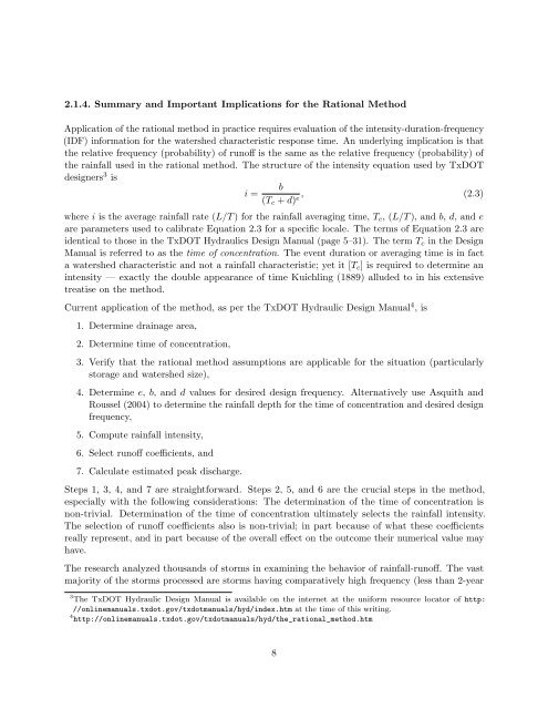 Use of Rational and Modified Rational Method for ... - CTR Library