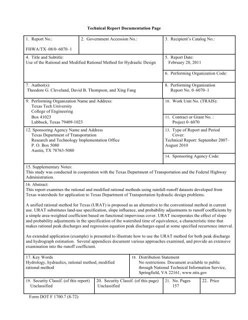 Use of Rational and Modified Rational Method for ... - CTR Library