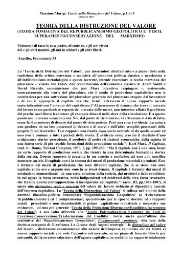 TEORIA DELLA DISTRUZIONE DEL VALORE