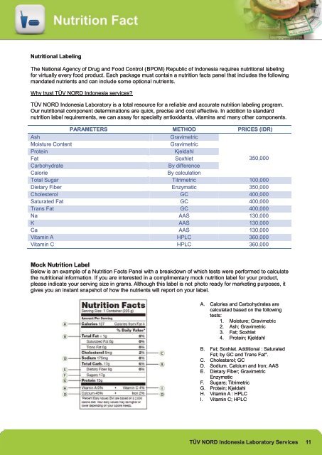 Lab Catalog (Prices List).cdr - TÃœV NORD Indonesia Laboratory