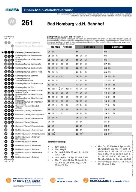 RMV-Fahrplan Aushang 2011 - Opel-Zoo