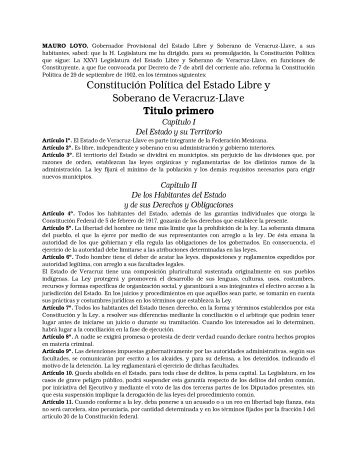 constitucion politica del estado de veracruz - ContralorÃ­a General