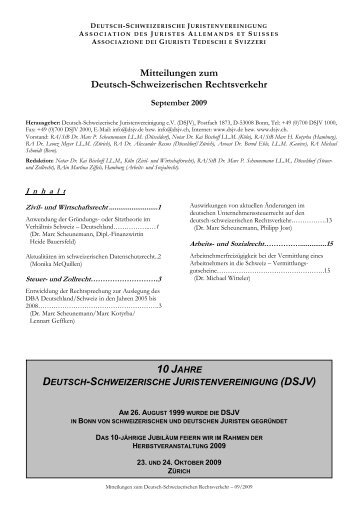 10 JAHRE - Deutsch-Schweizerische Juristenvereinigung eV (DSJV)