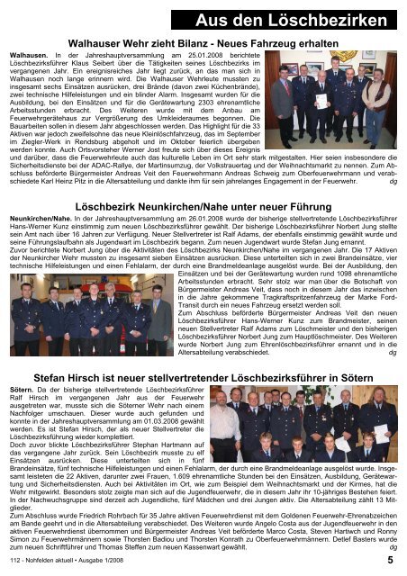 Feuerwehrnachrichten Ausgabe 01-2008 - Neunkirchen, Nahe