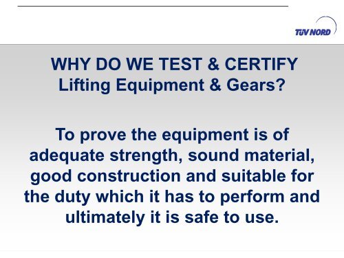 Testing and Certifying of Lifting Equipment and Gears