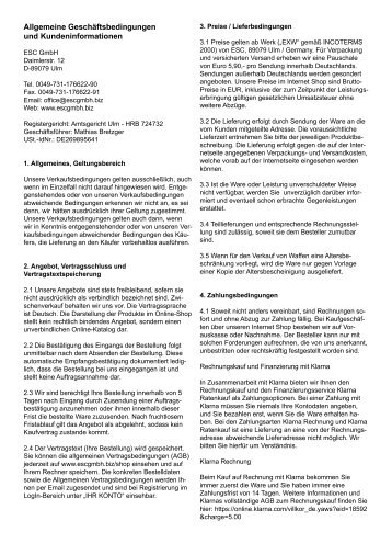 Unsere AGB als PDF Dokument zum speichern und ... - ESC GmbH
