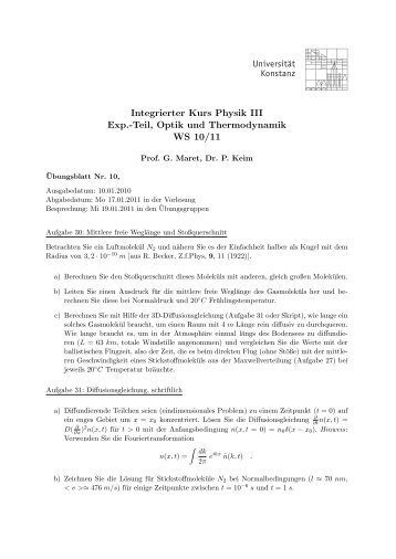 Ãbungsblatt Nr. 10 - keim.physik.uni-konstanz.de