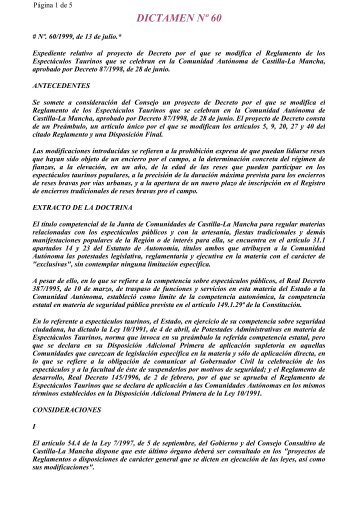 DICTAMEN NÂº 60 - Consejo Consultivo de Castilla-La Mancha