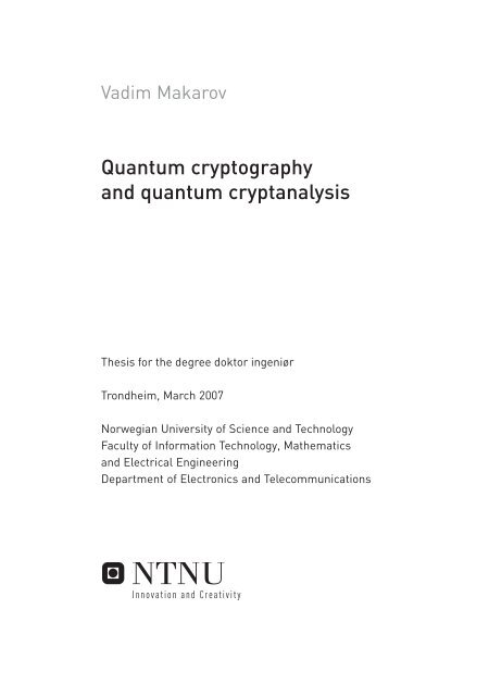 Quantum cryptography and quantum cryptanalysis - Vadim Makarov