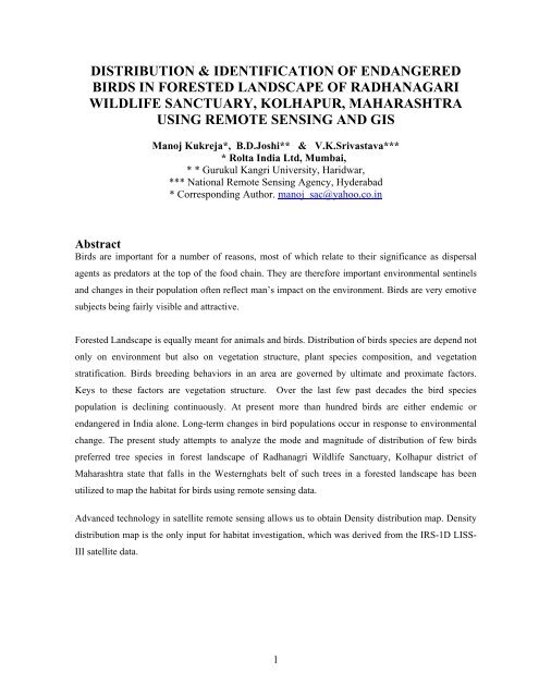 Distribution & Identification Of Endangered Birds In Forested