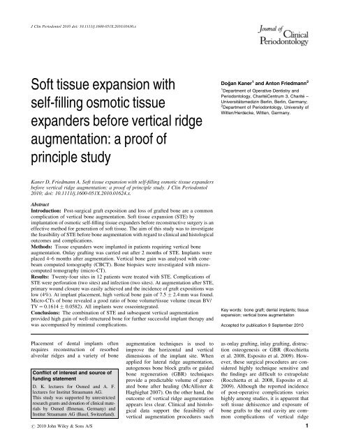 Soft tissue expansion with self-filling osmotic tissue expanders ...