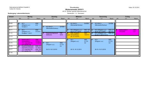 Stundenplan_WS1011(L.. - Naturwissenschaftliche FakultÃ¤t II ...
