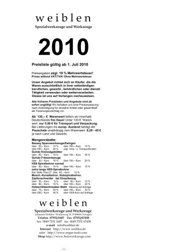 2010 - Weiblen - Spezialwerkzeuge