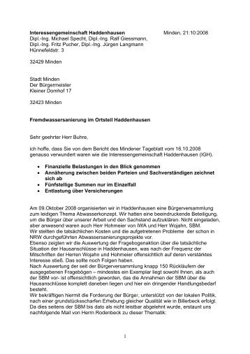 Schreiben - Interessengemeinschaft Abwasser Haddenhausen