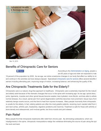 The Benefits of Chiropractic Care For Seniors