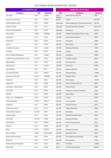 show info exhibitor list show info exhibitor list