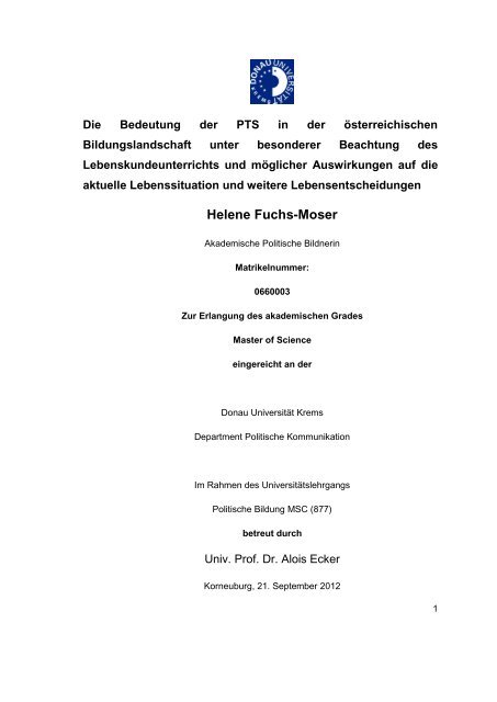 Die Politechnische Schule / Master Thesis - Fachdidaktikzentrum ...