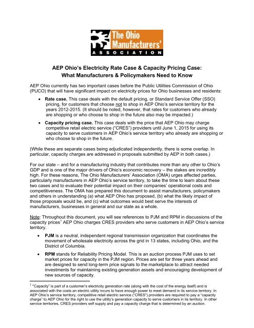 AEP Ohio's Electricity Rate Case & Capacity Pricing Case: What ...