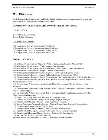 32: Distribution List - Northern Branch Corridor Project