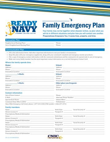Family Emergency Plan - Ready.gov